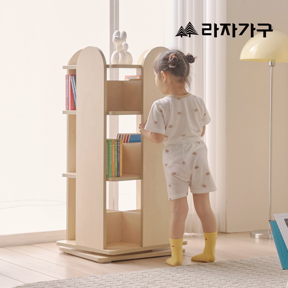 라자가구 베니 E0 키즈 4단 회전 책장 이동형 유아 책꽂이 교구장, 4단 회전 책장(기본형), 내추럴할인 상세 이미지 2