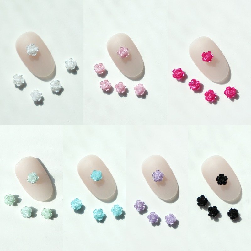3mm 마카롱 장미 네일 파츠 (10개입) 젤네일아트 초미니 로즈 웨딩, 블랙, 1개, 블랙 (10개입) 상세 이미지 1