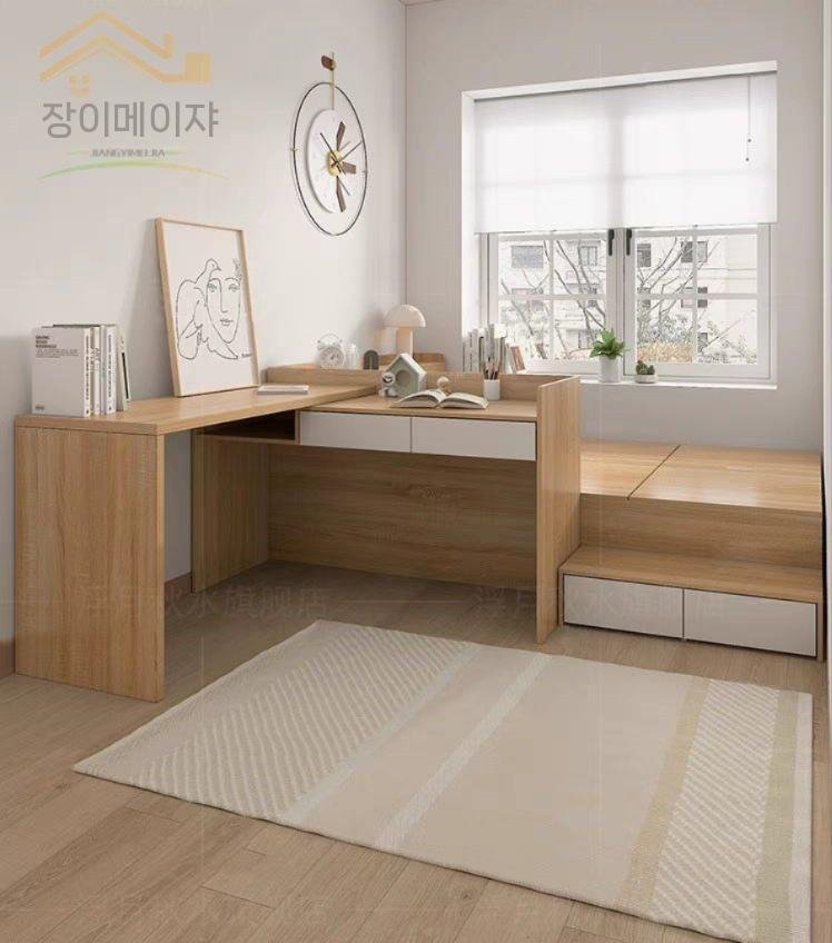 침대책상 일체형 책상겸 침대 공부방 벙커 수납, 1. 서랍책상+이동식책상, 1000mmx1900mm, 조립식 상세 이미지 2