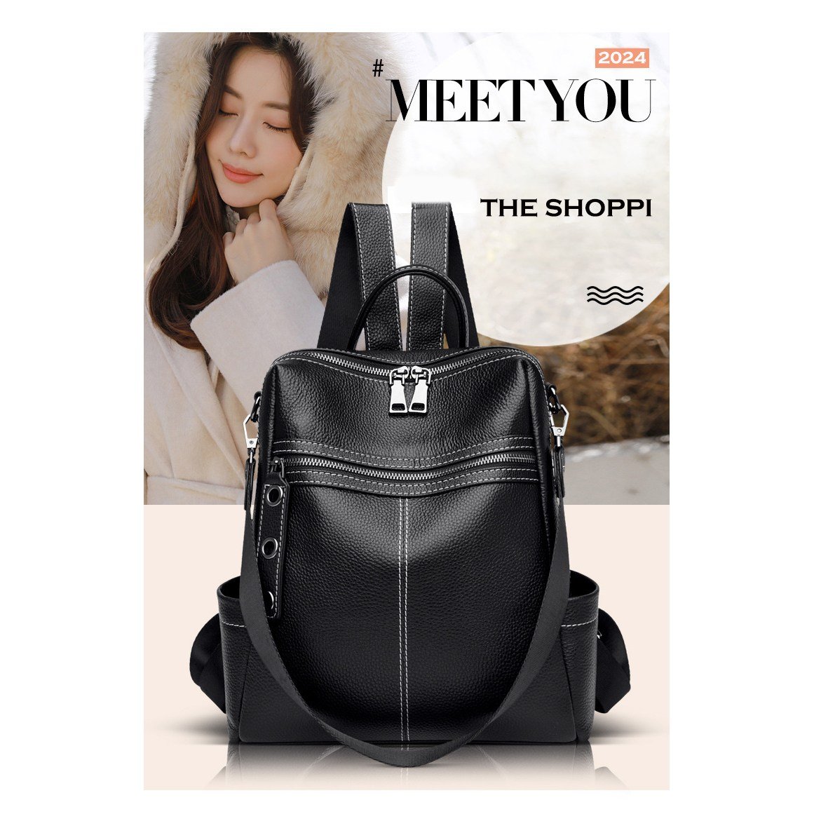 SHOPPI 리얼 소가죽 여성 데일리 백팩 캐쥬얼 배낭쿠폰할인 상세 이미지 1