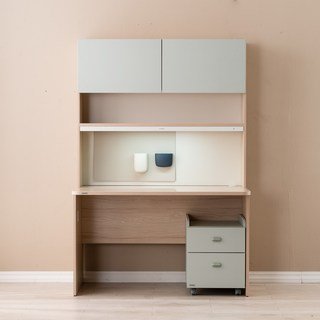 리바트 로넌 1200 책상세트 플랩도어형 방문설치, 화이트 오크(책상) + 민트(플랩도어)쿠폰할인