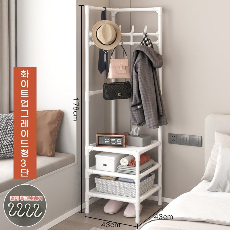 TixPra 침실 모서리 코트 선반 코너 삼각형 선반 옷걸이, 블랙 상세 이미지 1
