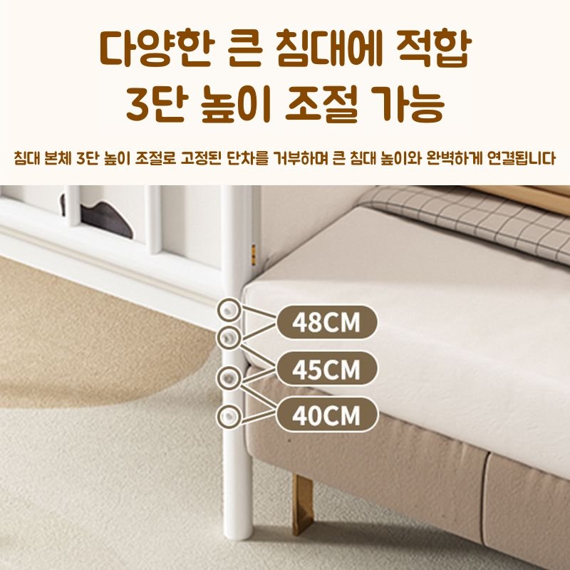 침실 보조 사이드 확장 베드 사이드 달린 가드레일 확장프레임 보조침대, 화이트 (2면 가드레일)할인 상세 이미지 1
