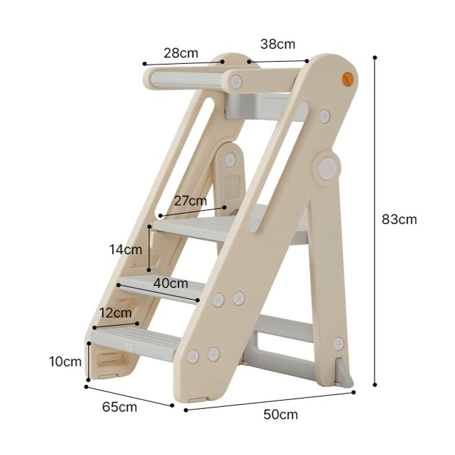 BeneBene 3단 접이식 폴딩 스트롱 멀티 키친 헬퍼 안전 가드 유아 디딤대, 아이보리, 1개쿠폰할인 상세 이미지 2