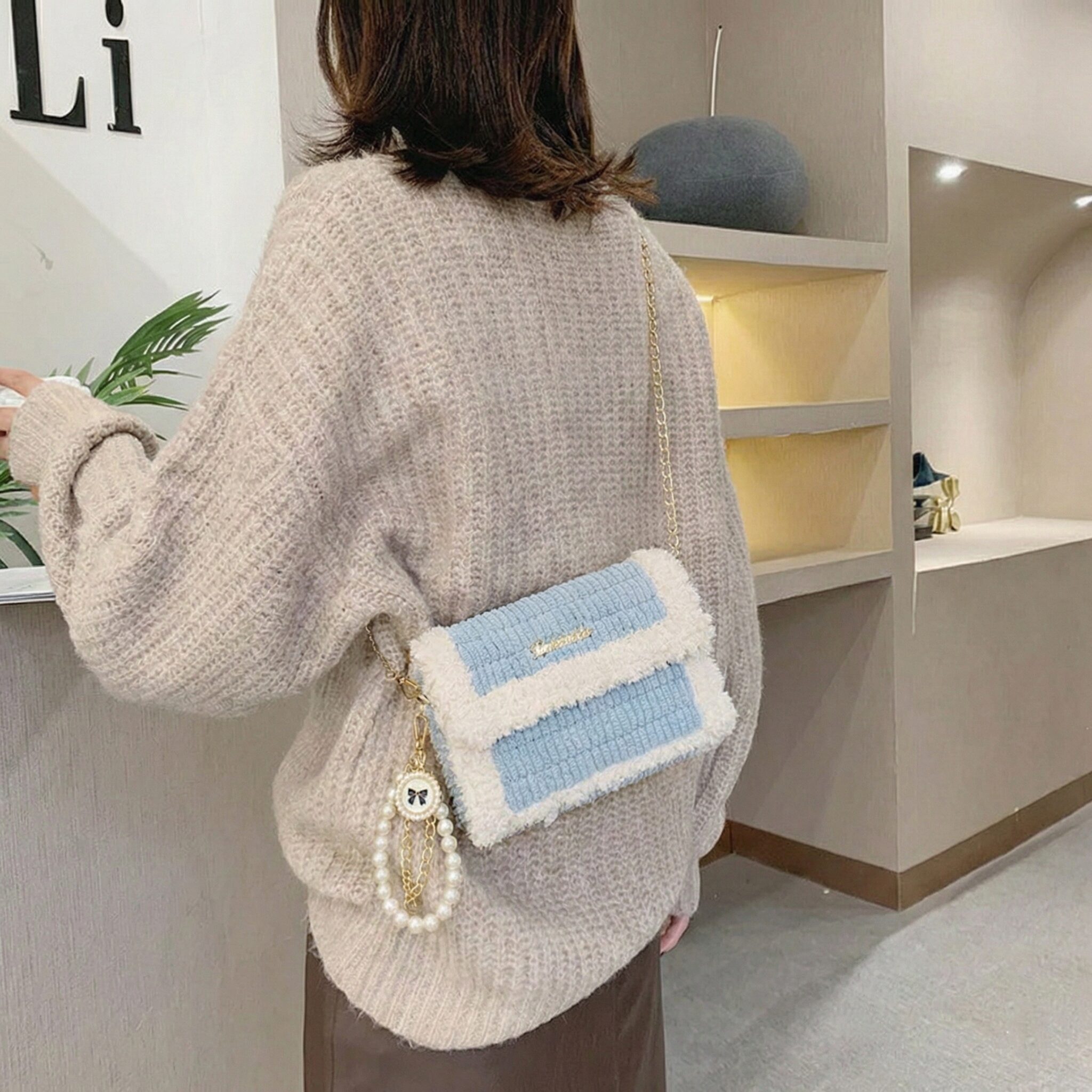 [영상제공] 샤샤벨 네트 공예 레터링키링백 가방 만들기 diy 재료 세트, 아이보리, 1개쿠폰할인 상세 이미지 1