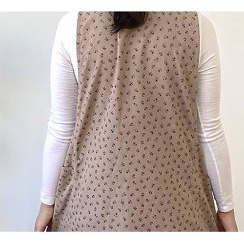 jh부드러운 순면 큐티플라워 원피스 앞치마 (2color) 어린이집 보육교사, 진베이지, 1개 상세 이미지 2