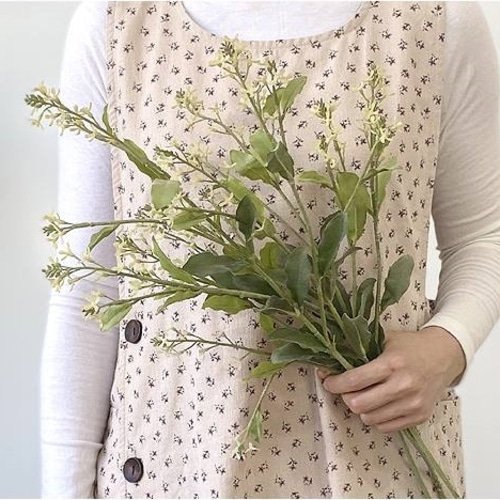 jh부드러운 순면 큐티플라워 원피스 앞치마 (2color) 어린이집 보육교사, 진베이지, 1개 상세 이미지 1