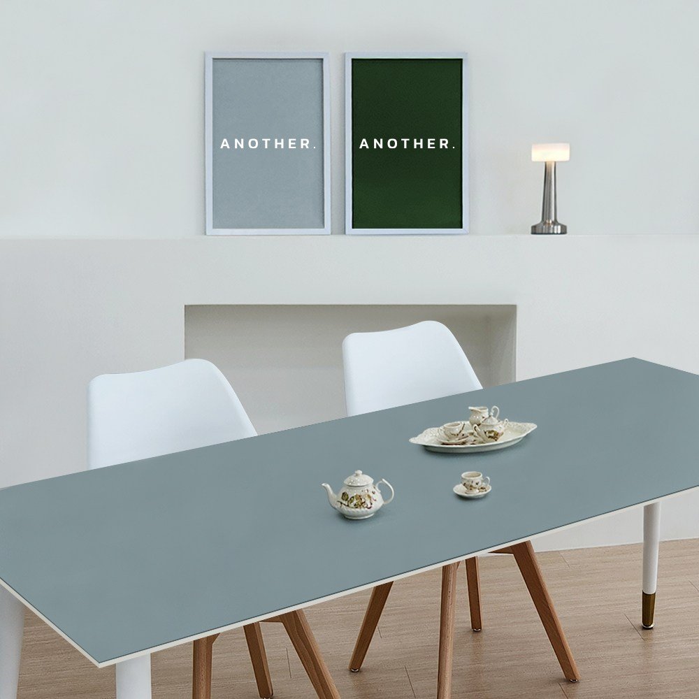 에이원 데스크 패드 식탁 테이블 매트 가죽 방수 식탁보 테이블보, 80x120cm, 그린/그레이 상세 이미지 2