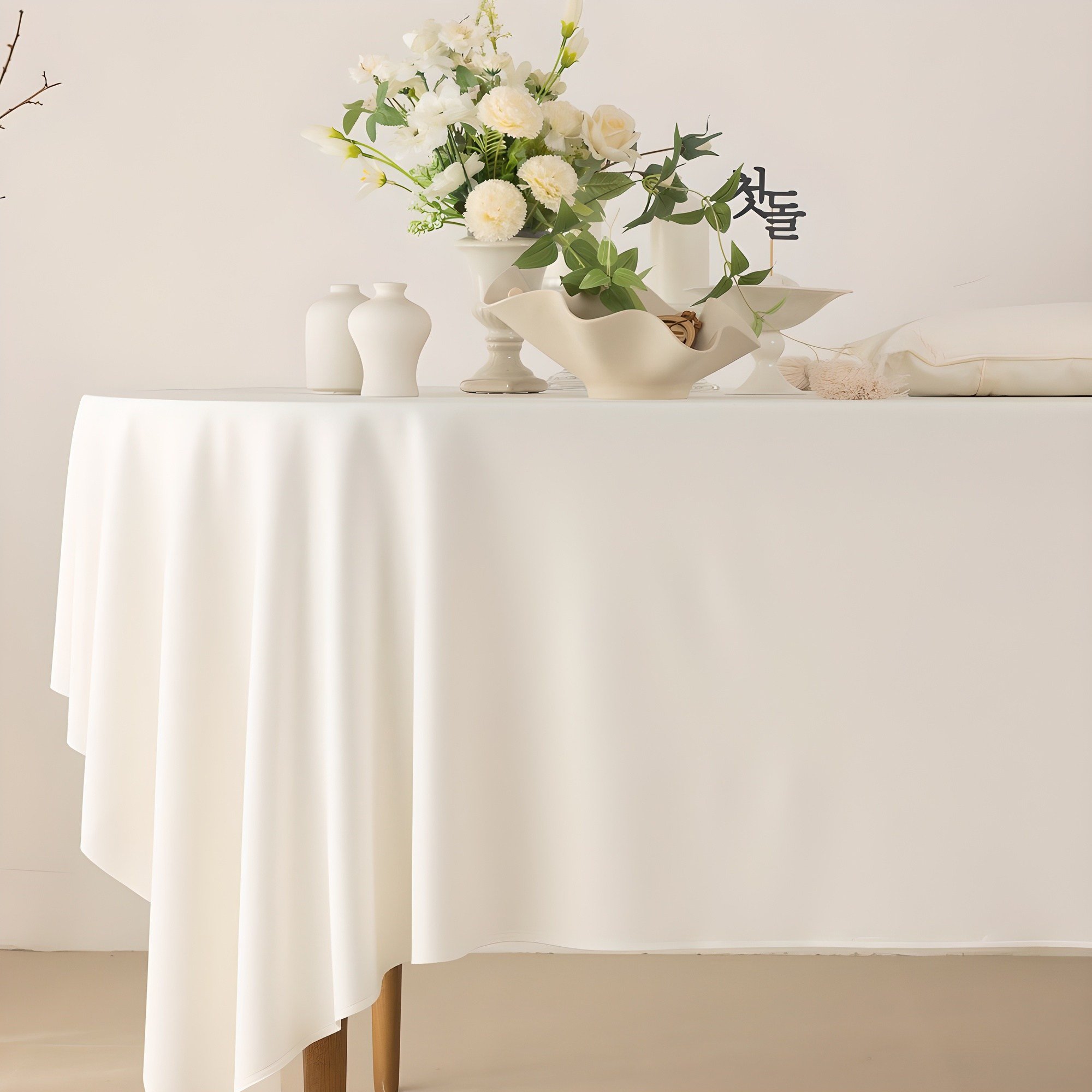 구김없는 무지테이블보 기업박람회 전시회 행사용테이블보 생활방수처리, 아이보리, 소(180*155) 상세 이미지 1