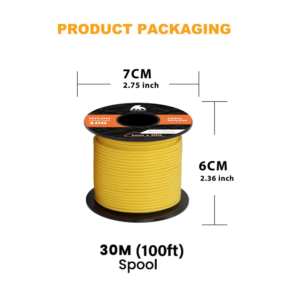 얇은 나일론 로프 파라코드 2mm 30M 타입 I 낙하산 코드, Yellow 상세 이미지 2