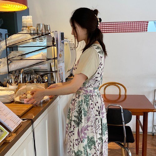 올리브 롱 앞치마 공방 플로리스트 어린이집 홈카페 플라워앞치마 집들이선물, 그린, 1개할인 상세 이미지 2