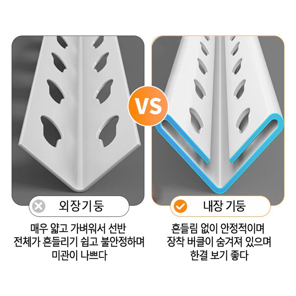 Kleeno 견고한 조립식 철제선반 무볼트 선반 앵글 경량랙, 5단, 흰색할인 상세 이미지 2